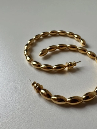 Сережки Біжутерія Кільця Косички Youko у позолоті 2