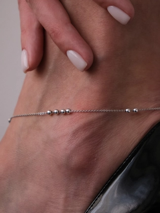 Браслет серебряный на Ногу (анклет) Одиннадцать Зернышек Youko 2