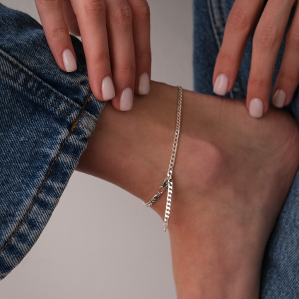 Браслет срібний на ногу (анклет) Ланцюг Гурмет Youko
