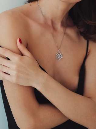 Підвіска срібна Штурвал З Перлами Youko 2