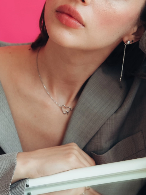 Подвеска серебряная Сердце и Самолет Youko