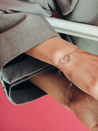 Браслет срібний Серце і Літак Youko 2