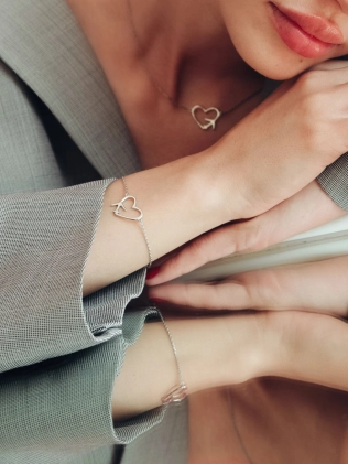 Браслет серебряный Сердце и Самолет Youko 2