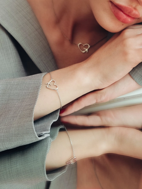 Браслет срібний Серце і Літак Youko