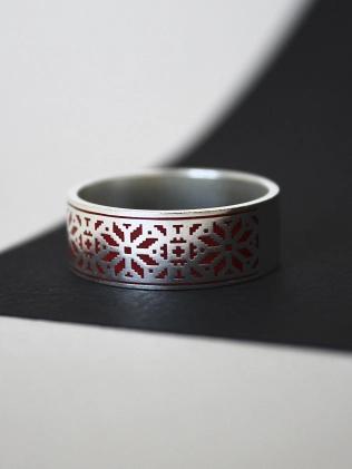 Каблучка срібна Орнамент Вишиванка (8 мм) Youko 2