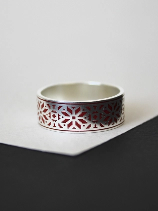 Каблучка срібна Орнамент Вишиванка (8 мм) Youko 2