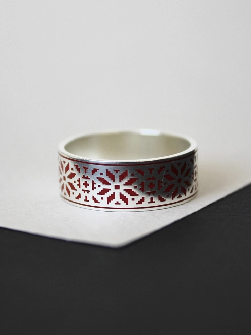 Каблучка срібна Орнамент Вишиванка (8 мм) Youko
