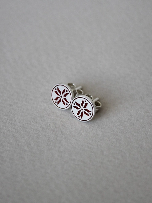 Сережки срібні Монети З орнаментом Алатир (10 мм) Youko