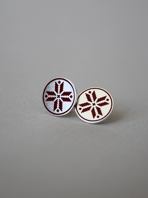 Сережки срібні Монети З орнаментом Алатир (10 мм) Youko