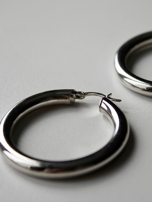 Серьги серебряные Кольца Широкие 4.0 см Youko английский замок