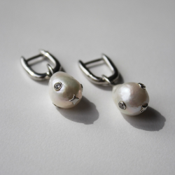 Сережки срібні Підвісні Перли З Цирконами Youko