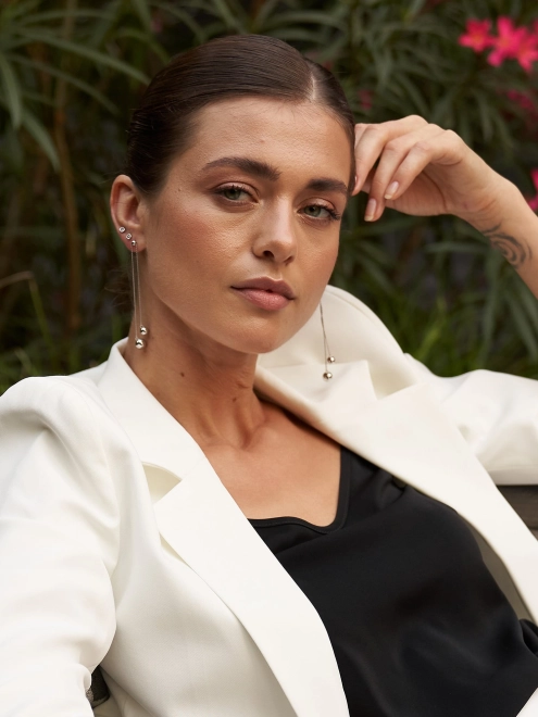 Серьги серебряные Маятник Сферы на цепочке Youko