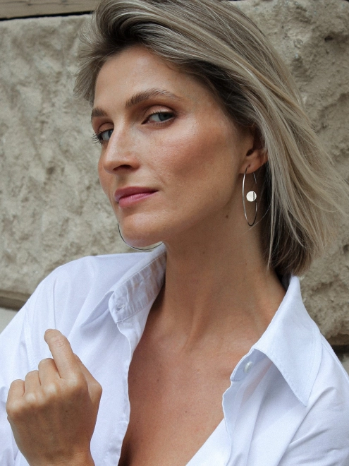 Сережки срібні Напівкільця 5 см З Монетою У Центрі Youko