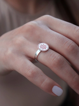 Каблучка срібна Монета Орнамент Засіяне Поле Youko 2