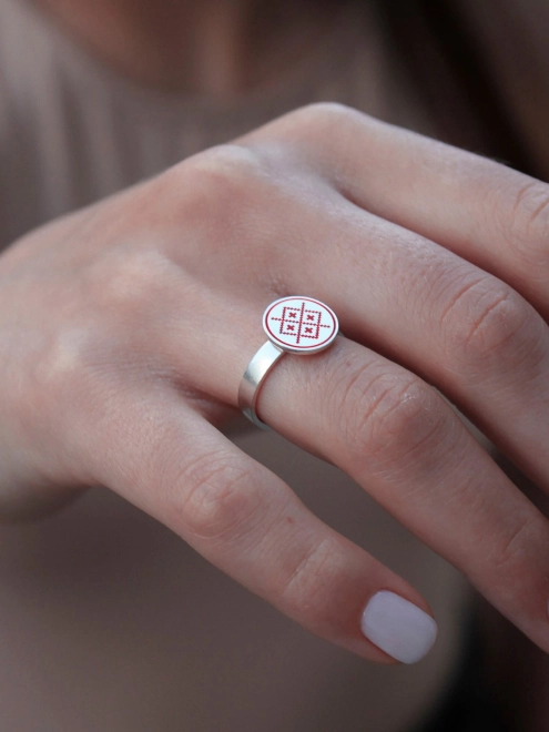 Каблучка срібна Монета Орнамент Засіяне Поле Youko