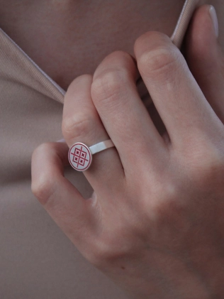 Каблучка срібна Монета Орнамент Засіяне Поле Youko 2