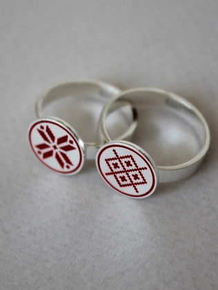 Каблучка срібна Монета З Орнаментом Вишиванка Youko 2