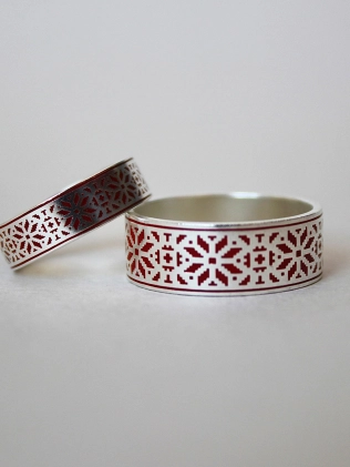 Каблучка срібна Орнамент Вишиванка (8 мм) Youko 2