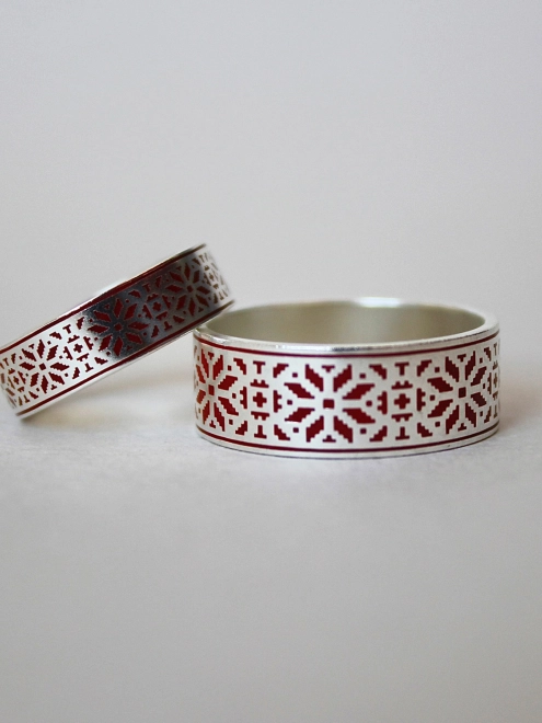 Кольцо серебряное Орнамент Вышиванка (8 мм) Youko