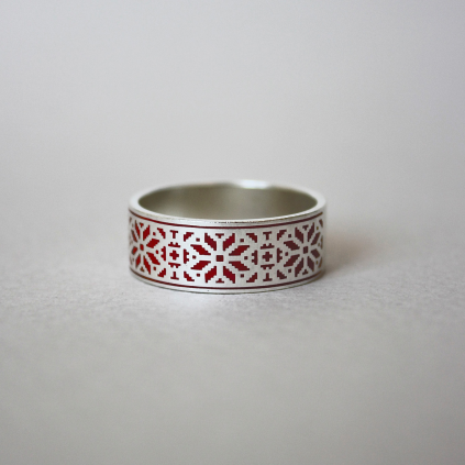 Кольцо серебряное Орнамент Вышиванка (8 мм) Youko