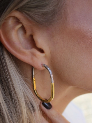 Серьги серебряные Овалы с Камнями Двухцветные Youko 2