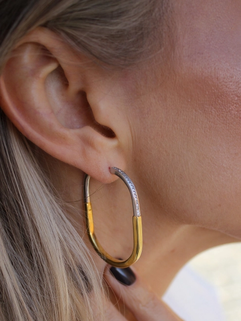 Серьги серебряные Овалы с Камнями Двухцветные Youko