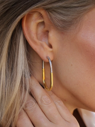 Серьги серебряные Овалы с Камнями Двухцветные Youko 2