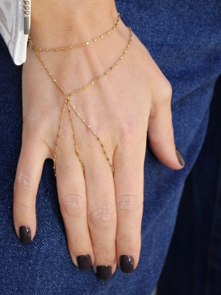 Браслет срібний Слейв на два пальці брусочки Youko у позолоті 2