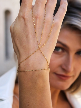 Браслет срібний Слейв на два пальці брусочки Youko у позолоті 2