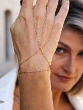 Браслет серебряный Слейв на Два пальца Брусочки Youko в позолоте