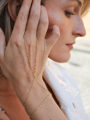 Браслет срібний Слейв на два пальці брусочки Youko у позолоті