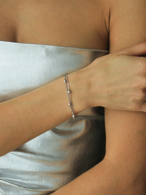 Браслет серебряный Шарики Youko Двойной