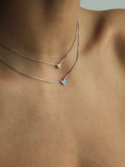 Підвіска срібна Серце Маленьке Youko емаль жовта