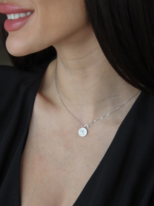 Підвіска срібна Монетка Перламутрова З Зіркою в Цирконах Youko 2