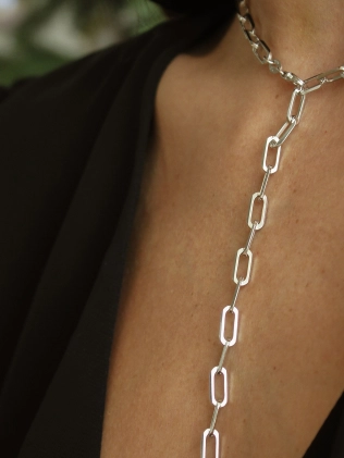 Подвеска серебряная Звенья Крупные 55 см Youko 2