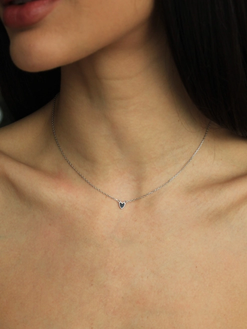 Подвеска серебряная Сердце Маленькое Youko эмаль черная