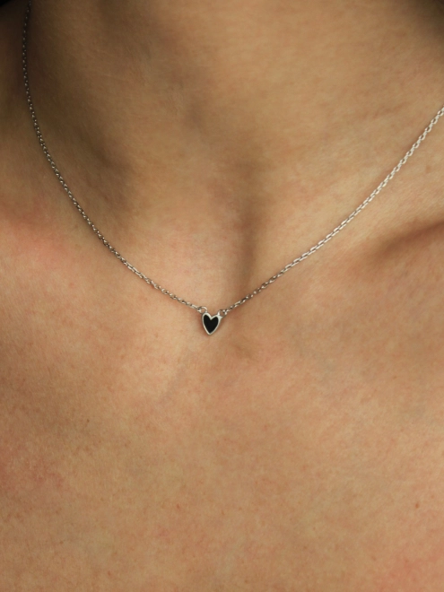 Підвіска срібна Серце Маленьке Youko емаль чорна