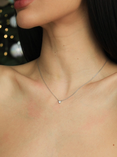 Подвеска серебряная Сердце Маленькое Youko эмаль белая