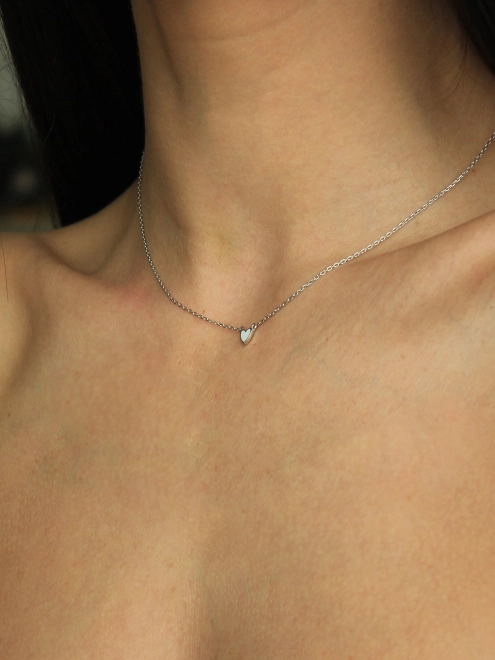 Підвіска срібна Серце Маленьке Youko емаль біла