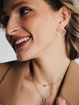 Сережки срібні Ромби великі в позолоті Youko 2