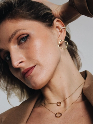 Сережки срібні Ромби великі в позолоті Youko 2