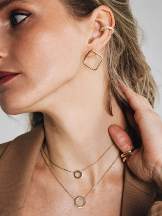 Сережки срібні Ромби великі в позолоті Youko 2