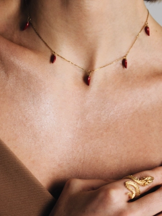 Подвеска Перчики поддвесные красные в позолоте Youko 2