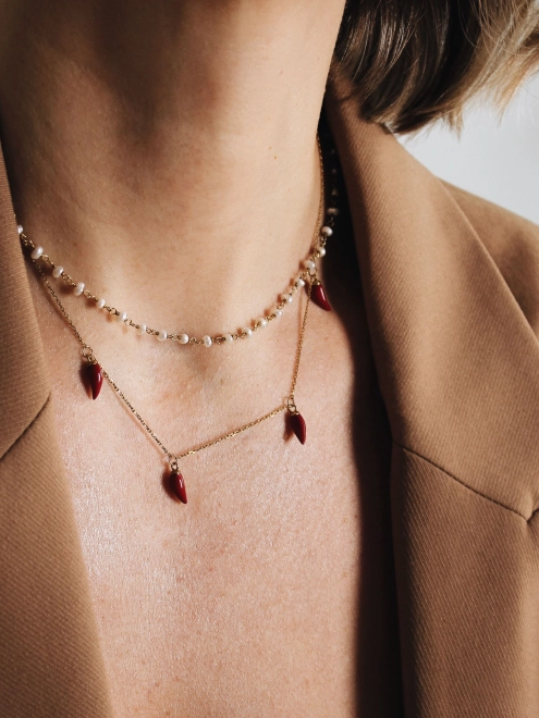 Подвеска Перчики поддвесные красные в позолоте Youko