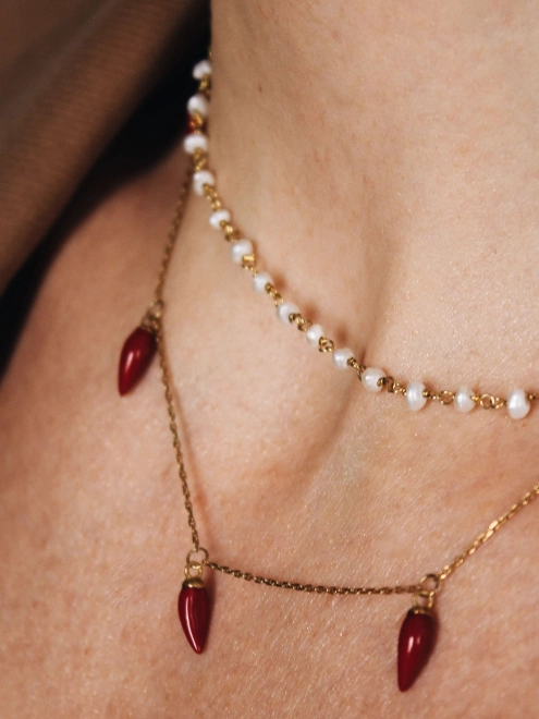 Подвеска Перчики поддвесные красные в позолоте Youko