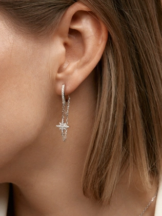 Сережки срібні Болт З Цирконами З Підвісною Зіркою Youko 2