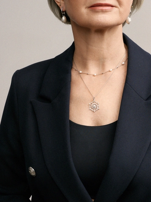 Подвеска серебряная Штурвал С Жемчугом Youko - купить в интернет-магазине Youko – цена в Украине, отзывы, фото