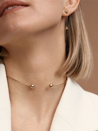 Серьги Сердце с зернышком на цепи в позолоте Youko 2