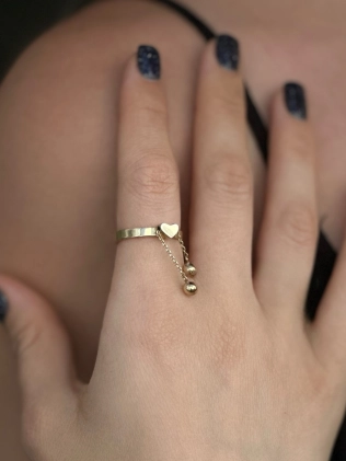 Каблучка Серце з двома кульками позолота Youko 2