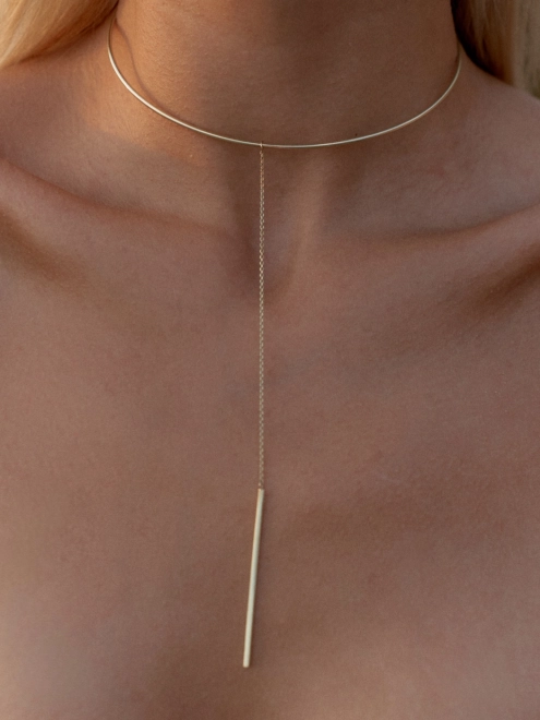 Підвіска Банг простий з бруском на ланцюгу в позолоті Youko